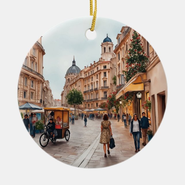 Vienna Austria Watercolor Ceramic Ornament (Front)