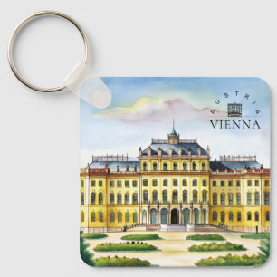 Vienna Austria Watercolor City Travel Memory Keychain