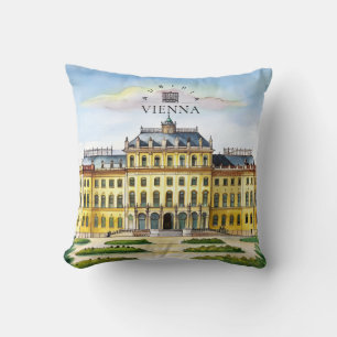 Vienna Austria Watercolor City Travel Memory Throw Pillow