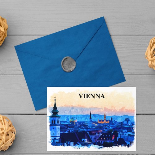 Vienna Austria Watercolor City View Postcard