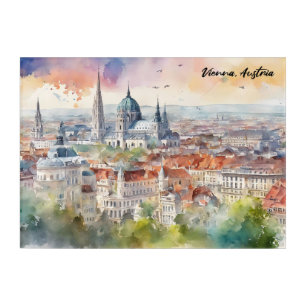 Vienna Austria Watercolor Painting Panorama View Acrylic Print