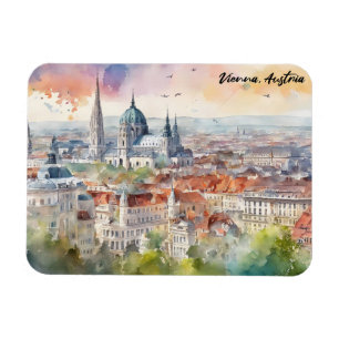 Vienna Austria Watercolor Painting Panorama View Magnet