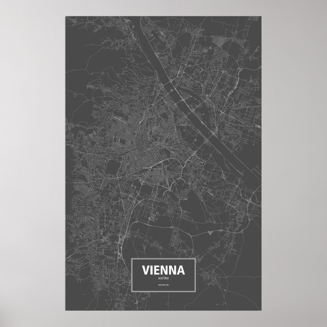 Vienna, Austria (white on black) Poster (Front)