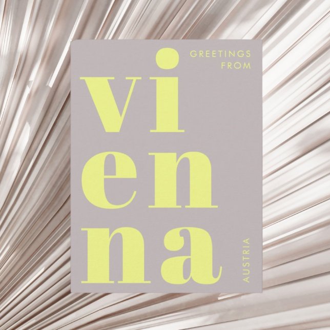 Vienna Austria yellow typography Postcard (Creator Uploaded)