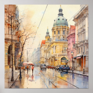 Vienna Bohemian Style Watercolor Painting Poster