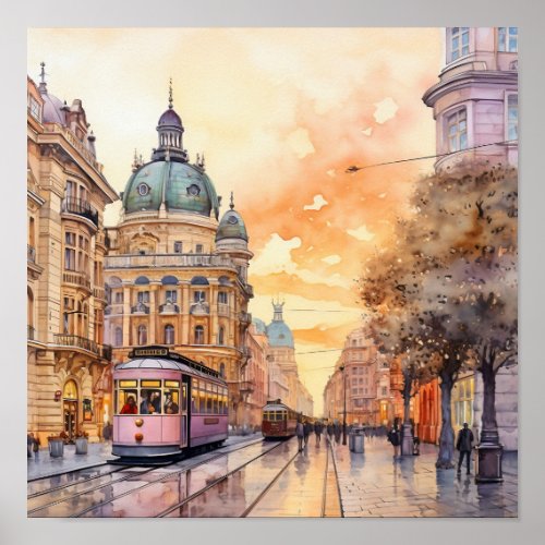Vienna Bohemian Style Watercolor Painting   Poster