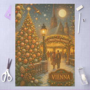 Vienna Christmas Market Vintage Holiday Travel Tissue Paper