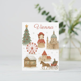 Vienna Christmas Watercolor – Cozy Winter Austria Postcard