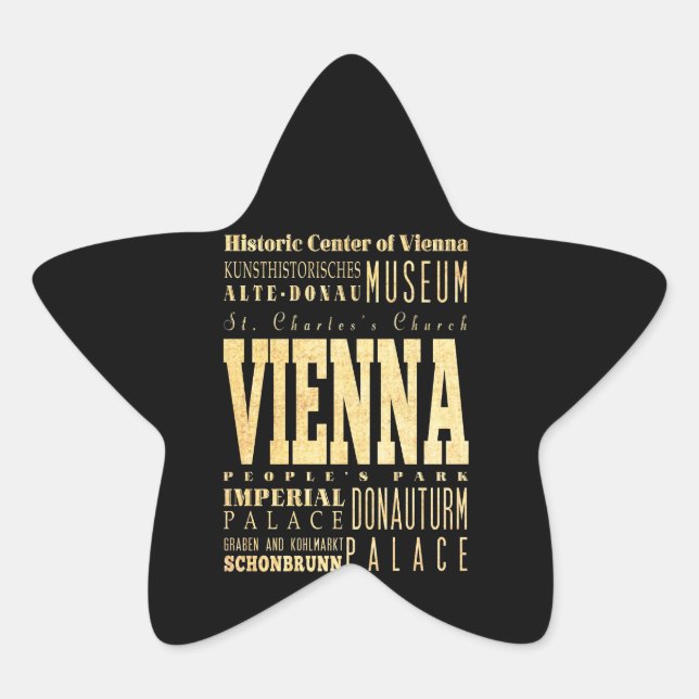 Vienna City of Austria Typography Art Star Sticker (Front)