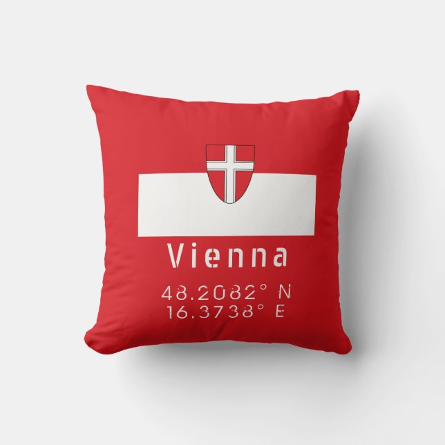 Vienna Flag & Coordinates Throw Pillow (Front)