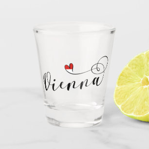Vienna Flag In Heart, Austria, Viennese Shot Glass