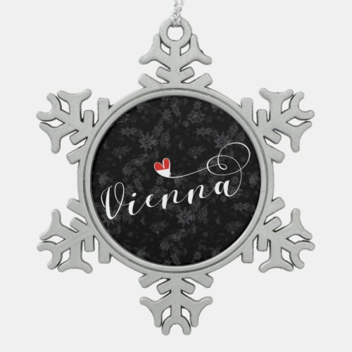 Vienna Flag In Heart Austria Viennese Snowflake Pewter Christmas Ornament