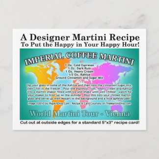 Vienna, Imperial Coffee World Tour Martini Recipe Postcard