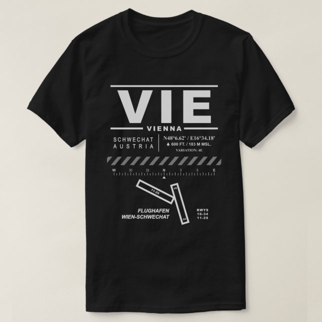 Vienna International Airport VIE Tee Shirt (Design Front)