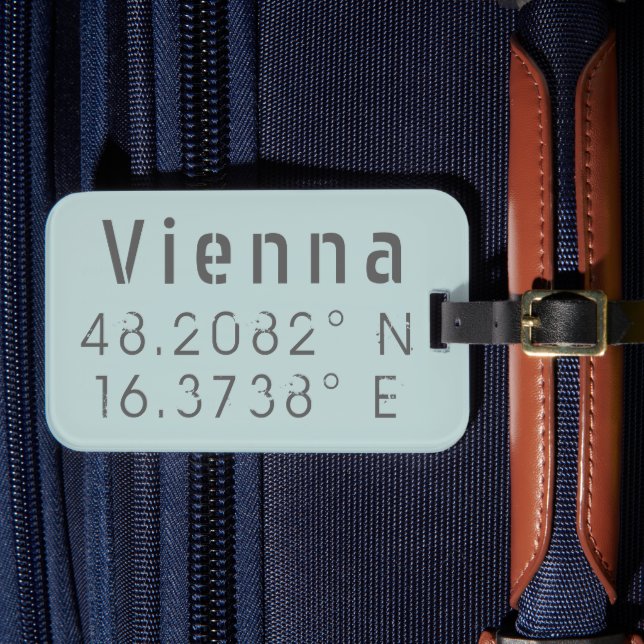 Vienna Latitude Longitude Luggage Tag (Front Insitu 4)