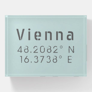Vienna Latitude Longitude Paperweight