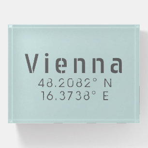 Vienna Latitude Longitude Paperweight