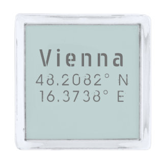 Vienna Latitude Longitude Silver Finish Lapel Pin