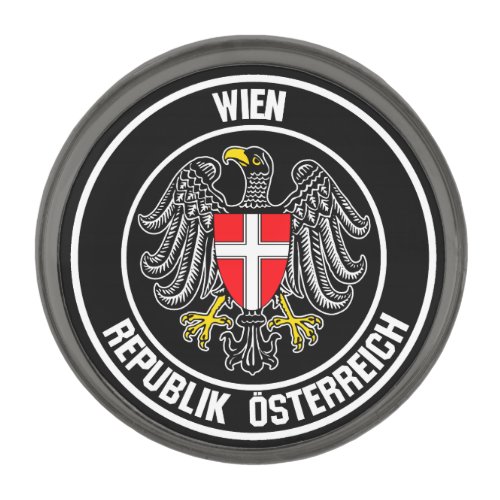 Vienna Round Emblem Gunmetal Finish Lapel Pin