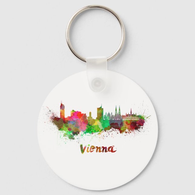 Vienna skyline in watercolor keychain (Front)