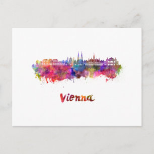Vienna skyline in watercolor postcard