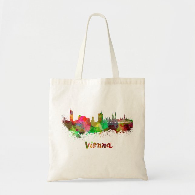 Vienna skyline in watercolor tote bag (Front)