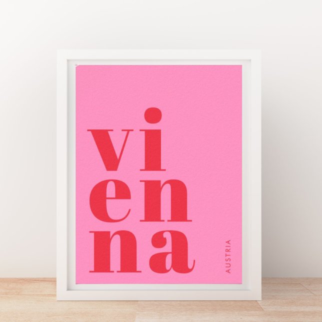 Vienna Wien Austria typography pink Poster (Creator Uploaded)