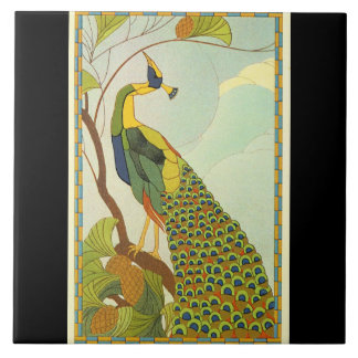 Viennese Art Nouveau Peacock Ceramic Tile
