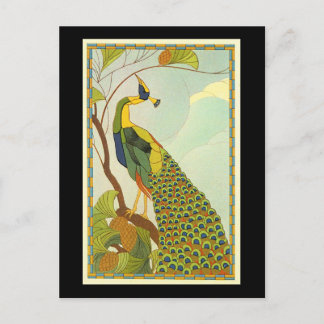 Viennese Art Nouveau Peacock Postcard