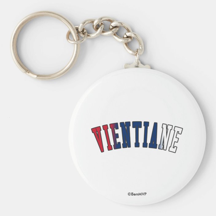 Vientiane in Laos National Flag Colors Key Chain