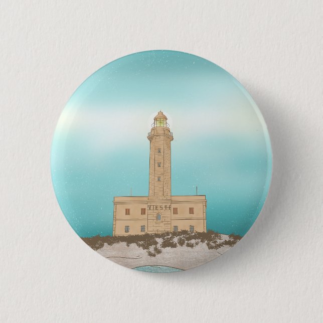 Vieste Lighthouse Italy Button (Front)