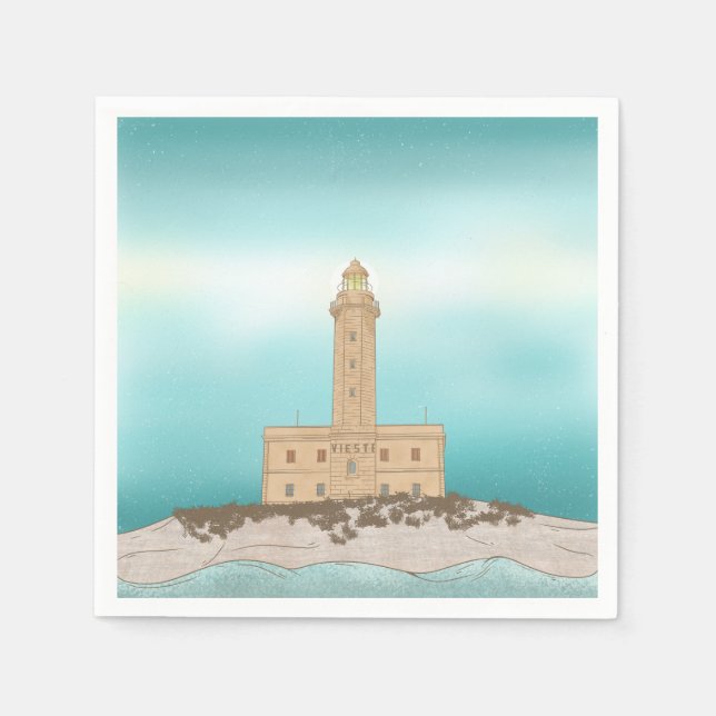 Vieste Lighthouse Italy Napkins (Front)