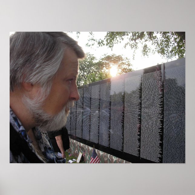 Viet Nam Veteran Visits the Traveling Wall Poster (Front)