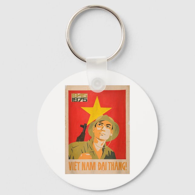 Vietcong Propaganda Poster - Vietnam War Communist Keychain (Front)