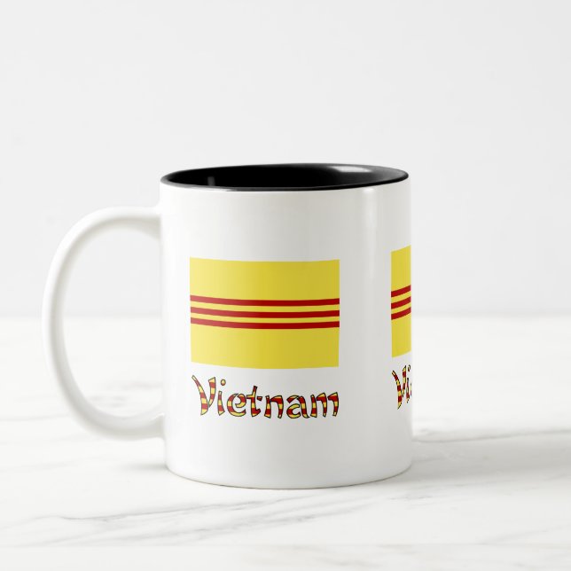 Vietnam and South Vietnamese Flag 3 Two-Tone Coffee Mug (Left)