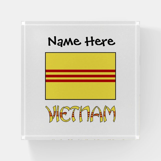 Vietnam and South Vietnamese Flag Personalized Paperweight (Front)