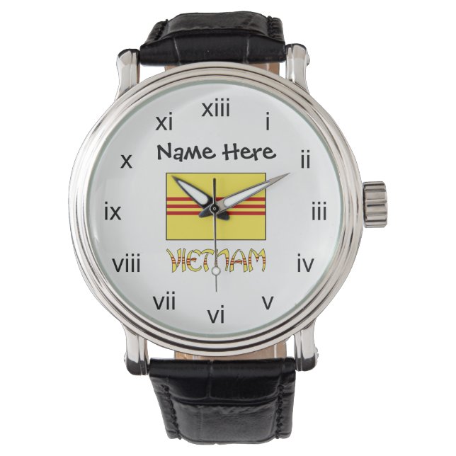 Vietnam and South Vietnamese Flag with Your Name Watch (Front)
