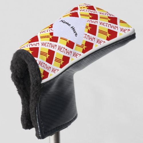Vietnam and Vietnamese Unity Flag Tiled Your Name Golf Head Cover
