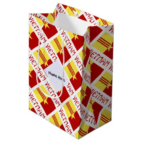 Vietnam and Vietnamese Unity Flag Tiled Your Name Medium Gift Bag