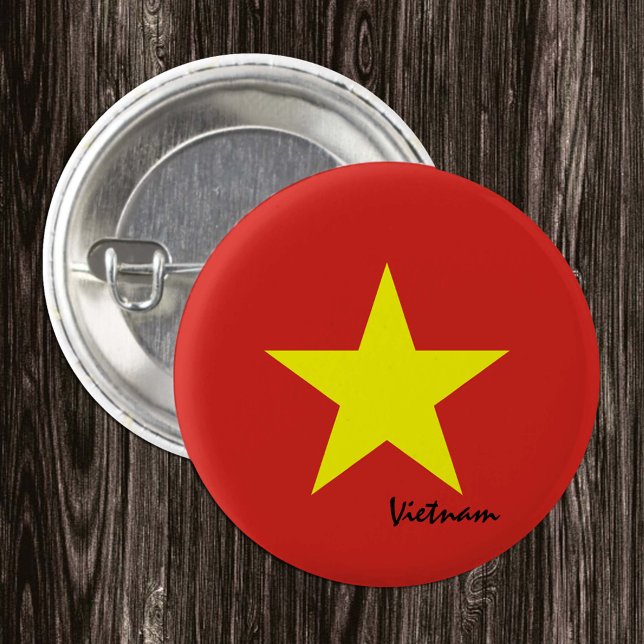 Vietnam button, patriotic Vietnamese Flag fashion Button (Creator Uploaded)