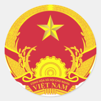 VIETNAM COAT OF ARMS. VIET SYMBOL CLASSIC ROUND STICKER