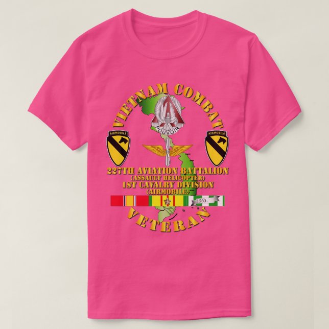 Vietnam Combat Cavalry Veteran w 227th Aviation Bn T-Shirt (Design Front)