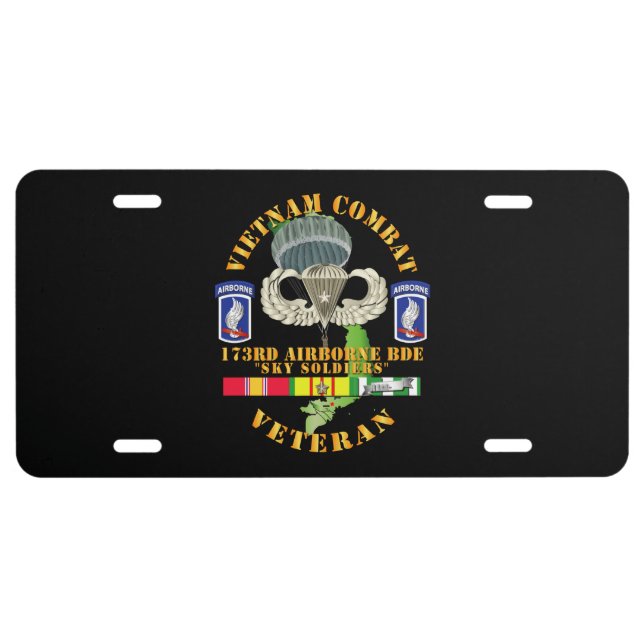 Vietnam Combat Infantry Veteran w 173rd Airborne License Plate (Front)