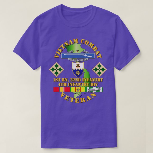 Vietnam Combat Infantry Veteran w 1st Bn 22nd Inf  T-Shirt (Design Front)