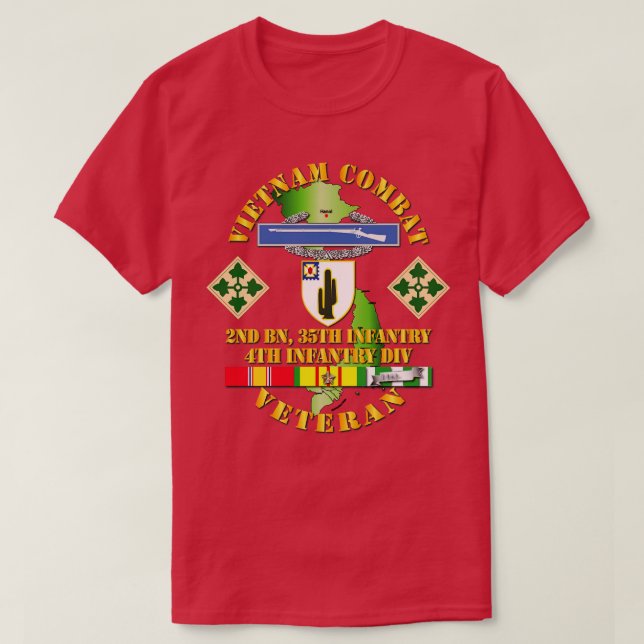 Vietnam Combat Infantry Veteran w 2nd Bn 35th Inf  T-Shirt (Design Front)