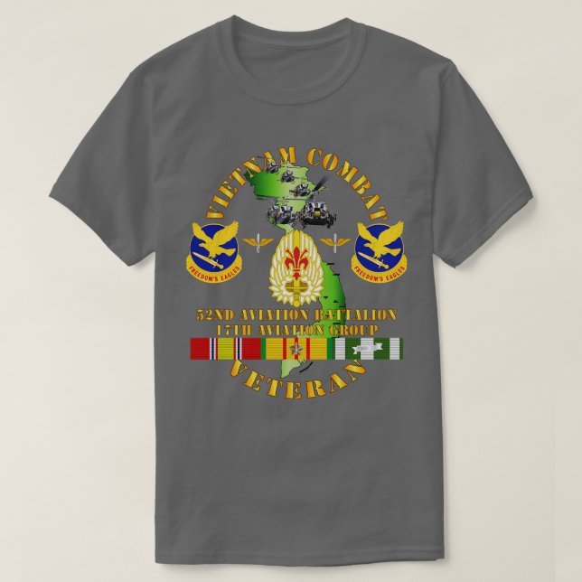 Vietnam Combat Vet 52nd Aviation Bn 17th Aviation  T-Shirt (Design Front)