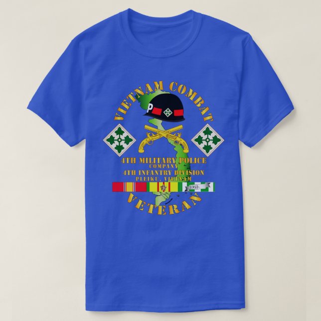 Vietnam Combat Veteran w 4th Military Police Co w  T-Shirt (Design Front)