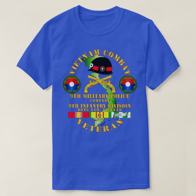 Vietnam Combat Veteran w 9th Military Police Co w  T-Shirt (Design Front)