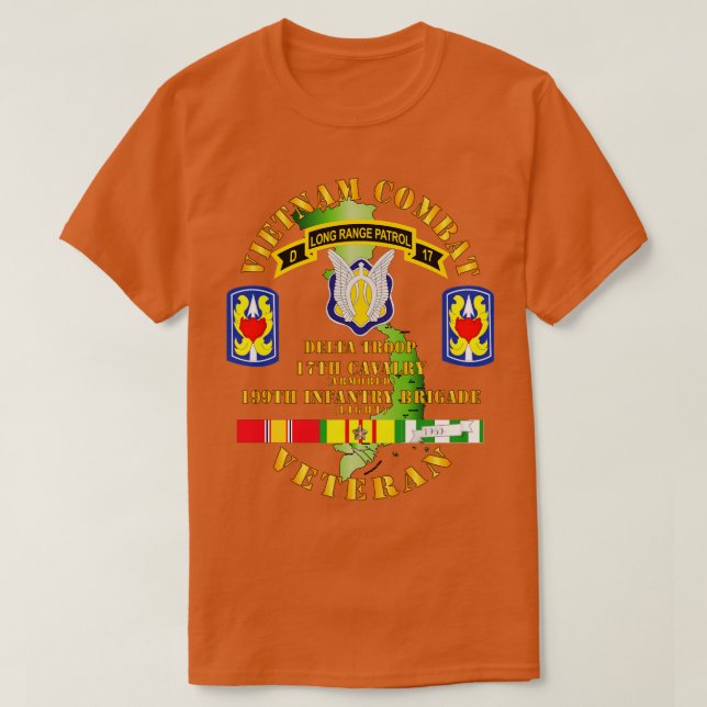 Vietnam Combat Veteran w D Troop 17th Cav 199th In T-Shirt (Design Front)