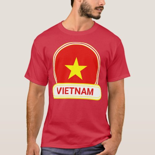 Vietnam Country Badge Vietnam Flag T_Shirt